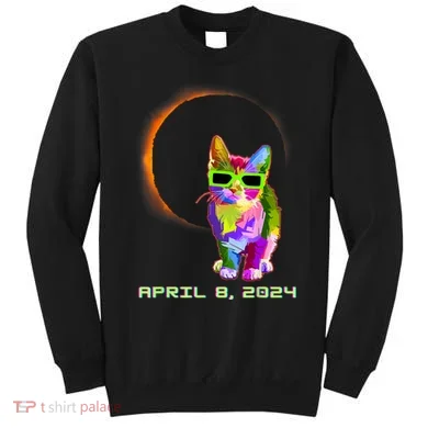 Solar Eclipse Cat Wearing Solar Eclipse Glasses Sweatshirt