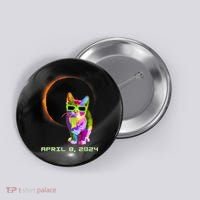 Solar Eclipse Cat Wearing Solar Eclipse Glasses Button thumb 0
