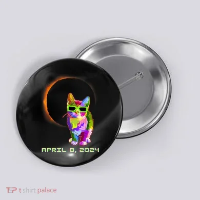 Solar Eclipse Cat Wearing Solar Eclipse Glasses Button