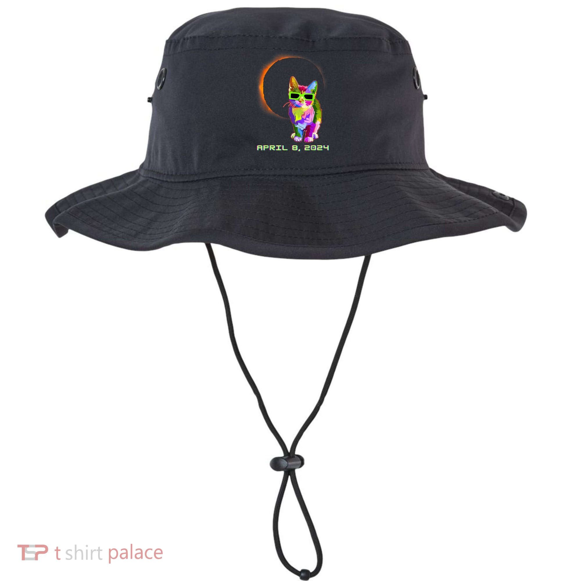 Solar Eclipse Cat Wearing Solar Eclipse Glasses Bucket Hat