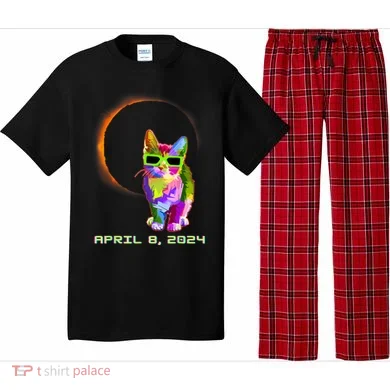 Solar Eclipse Cat Wearing Solar Eclipse Glasses Pajama Set