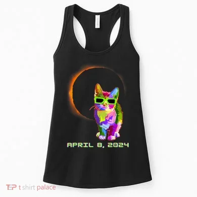 Solar Eclipse Cat Wearing Solar Eclipse Glasses Women's Tank Top