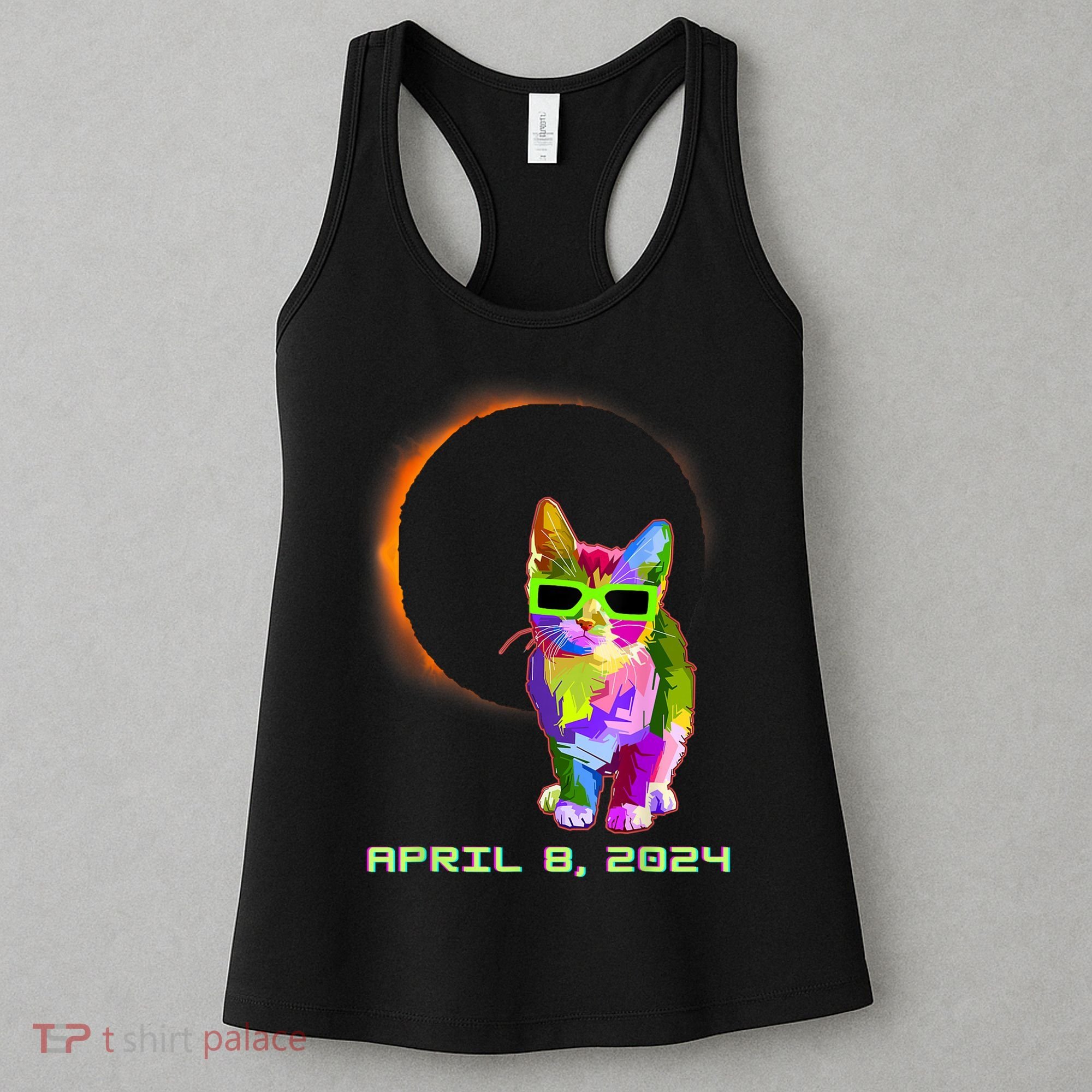 Solar Eclipse Cat Wearing Solar Eclipse Glasses Women's Tank Top