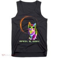 Solar Eclipse Cat Wearing Solar Eclipse Glasses Tank Top thumb 0