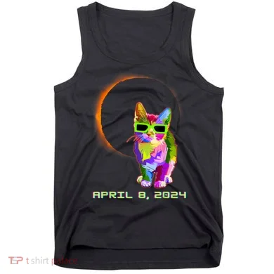 Solar Eclipse Cat Wearing Solar Eclipse Glasses Tank Top