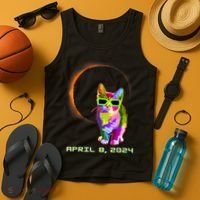 Solar Eclipse Cat Wearing Solar Eclipse Glasses Tank Top thumb 4