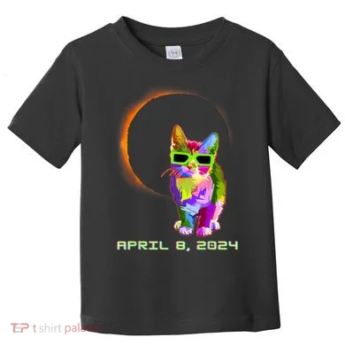 Solar Eclipse Cat Wearing Solar Eclipse Glasses Toddler T-Shirt