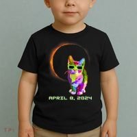 Solar Eclipse Cat Wearing Solar Eclipse Glasses Toddler T-Shirt thumb 2