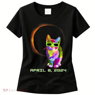 Solar Eclipse Cat Wearing Solar Eclipse Glasses Women's T-Shirt