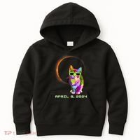 Solar Eclipse Cat Wearing Solar Eclipse Glasses Kids Hoodie thumb 0