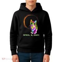 Solar Eclipse Cat Wearing Solar Eclipse Glasses Kids Hoodie thumb 4