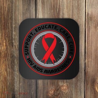 Support Educate Care Cure Hiv Aids Awareness Coaster