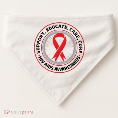 Support Educate Care Cure Hiv Aids Awareness USA-Made Doggie Bandana