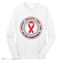 Support Educate Care Cure Hiv Aids Awareness Long Sleeve Shirt thumb 0