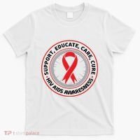 Support Educate Care Cure Hiv Aids Awareness T-Shirt thumb 0