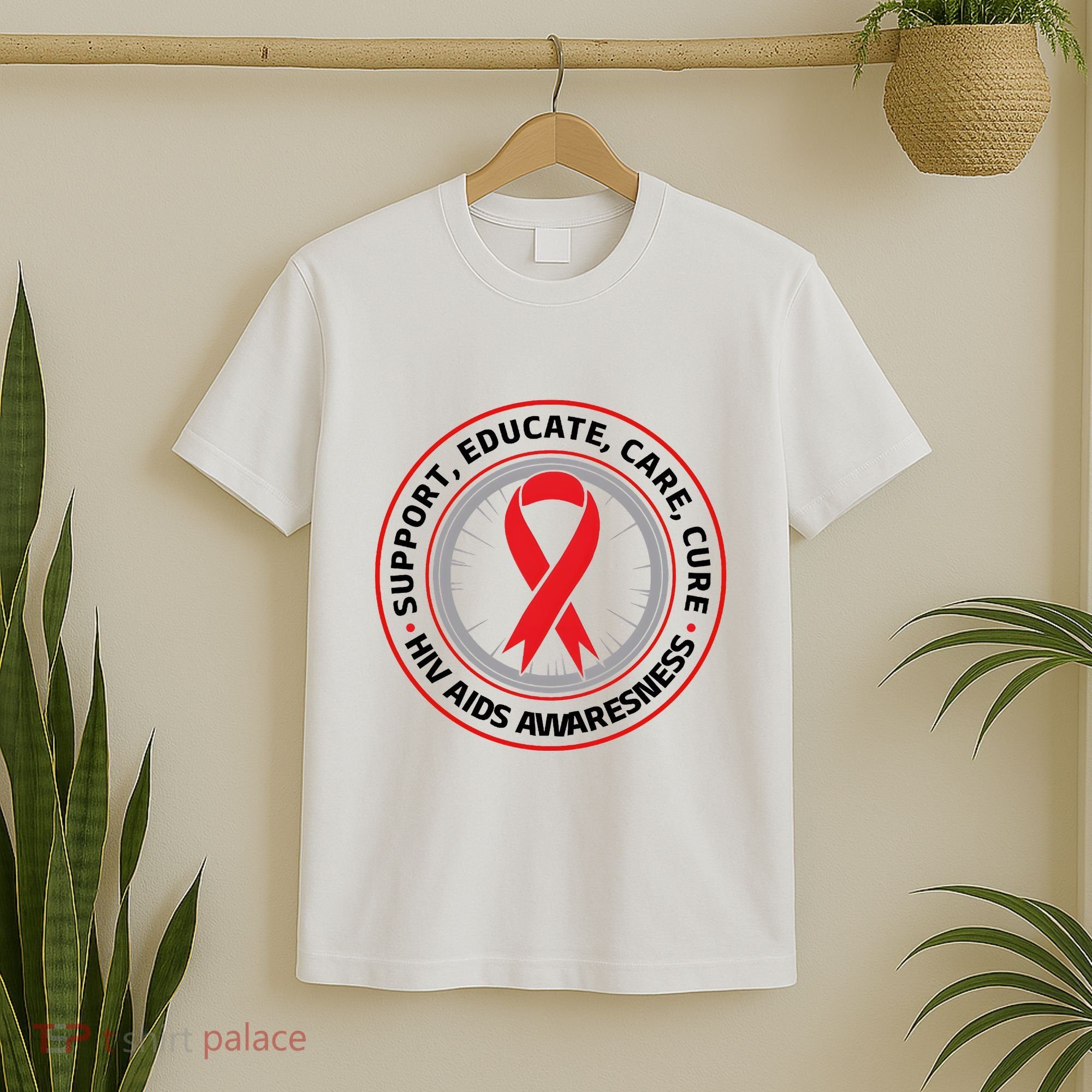 Support Educate Care Cure Hiv Aids Awareness T-Shirt