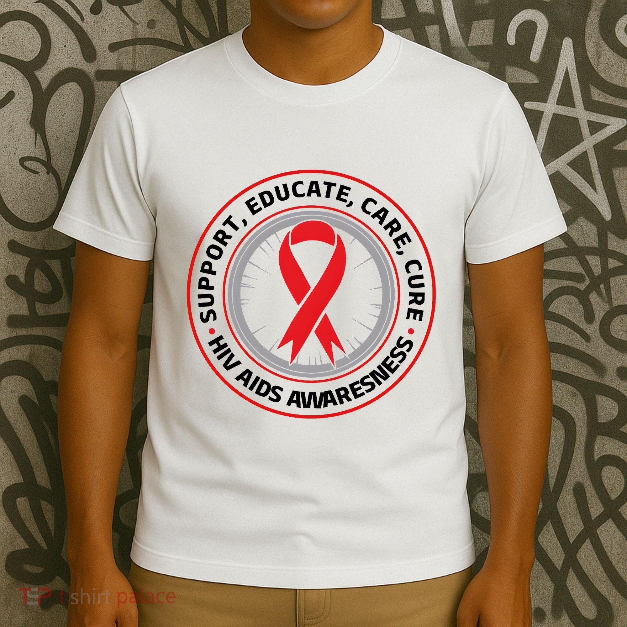 Support Educate Care Cure Hiv Aids Awareness T-Shirt