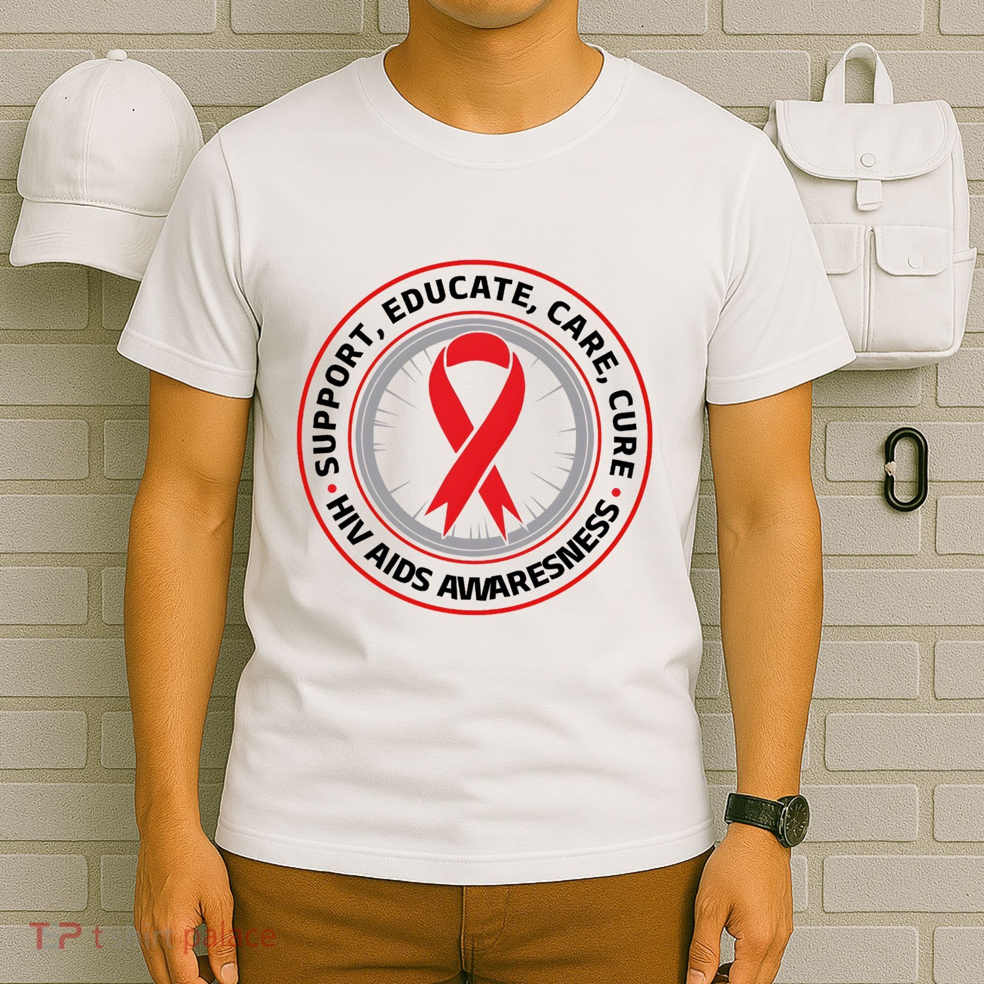 Support Educate Care Cure Hiv Aids Awareness T-Shirt