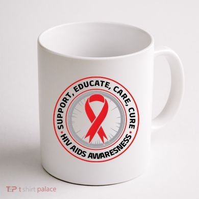 Support Educate Care Cure Hiv Aids Awareness Coffee Mug back