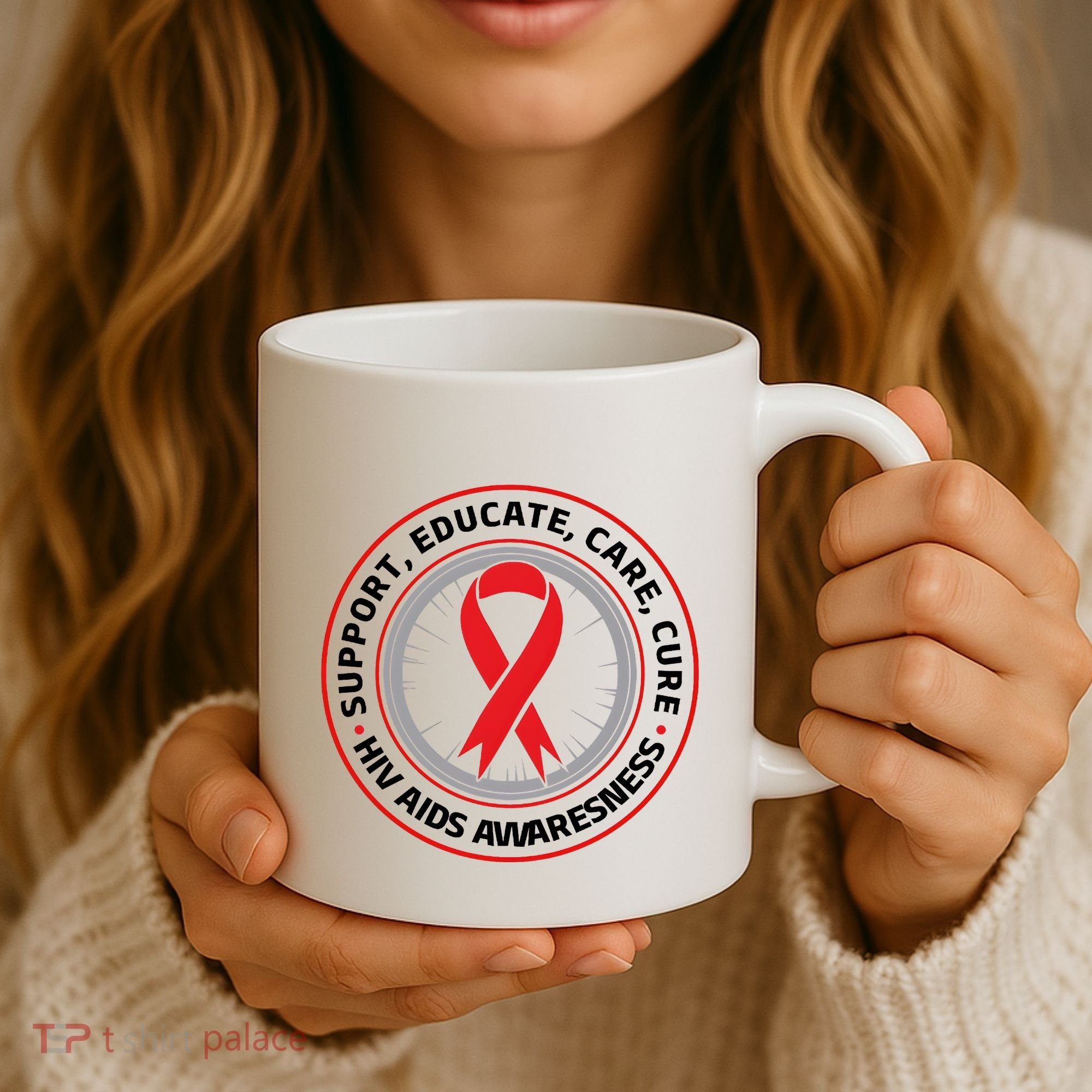 Support Educate Care Cure Hiv Aids Awareness Coffee Mug