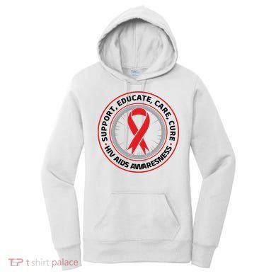 Support Educate Care Cure Hiv Aids Awareness Women's Hoodie