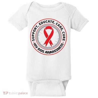 Support Educate Care Cure Hiv Aids Awareness Baby Bodysuit