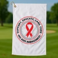 Support Educate Care Cure Hiv Aids Awareness Golf Towel thumb 1