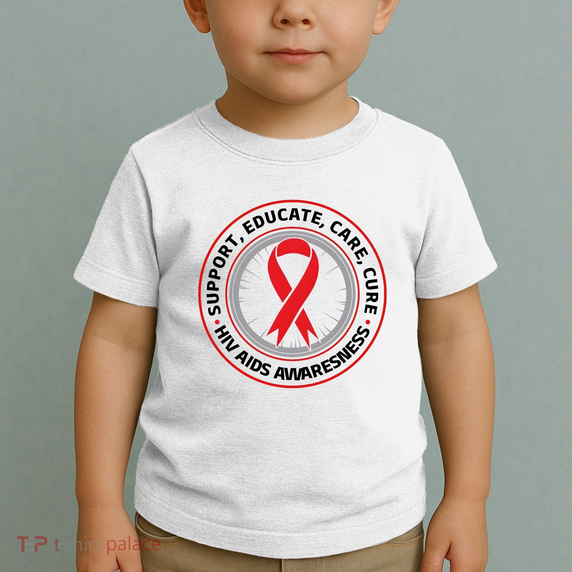 Support Educate Care Cure Hiv Aids Awareness Toddler T-Shirt