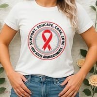 Support Educate Care Cure Hiv Aids Awareness Women's T-Shirt thumb 2