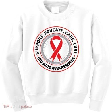 Support Educate Care Cure Hiv Aids Awareness Kids Sweatshirt
