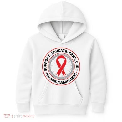 Support Educate Care Cure Hiv Aids Awareness Kids Hoodie