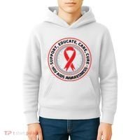 Support Educate Care Cure Hiv Aids Awareness Kids Hoodie thumb 4