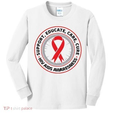 Support Educate Care Cure Hiv Aids Awareness Kids Long Sleeve Shirt