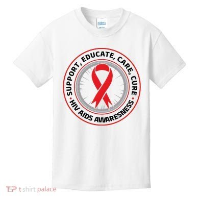 Support Educate Care Cure Hiv Aids Awareness Kids T-Shirt