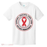 Support Educate Care Cure Hiv Aids Awareness Kids T-Shirt thumb 0