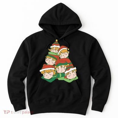 Sleepy Elves Cute Christmas Holiday Hoodie