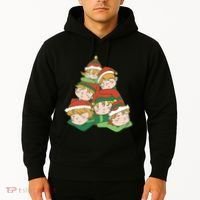 Sleepy Elves Cute Christmas Holiday Hoodie thumb 2