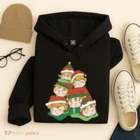 Sleepy Elves Cute Christmas Holiday Hoodie thumb 4