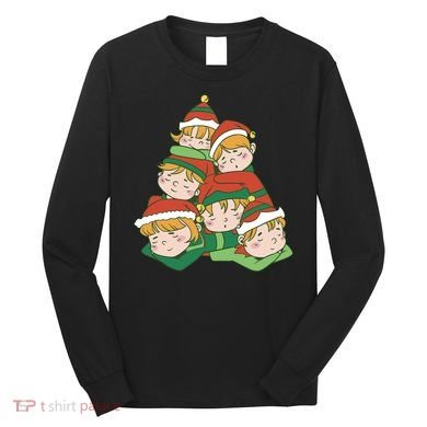 Sleepy Elves Cute Christmas Holiday Long Sleeve Shirt