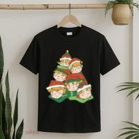 Sleepy Elves Cute Christmas Holiday T-Shirt thumb 2