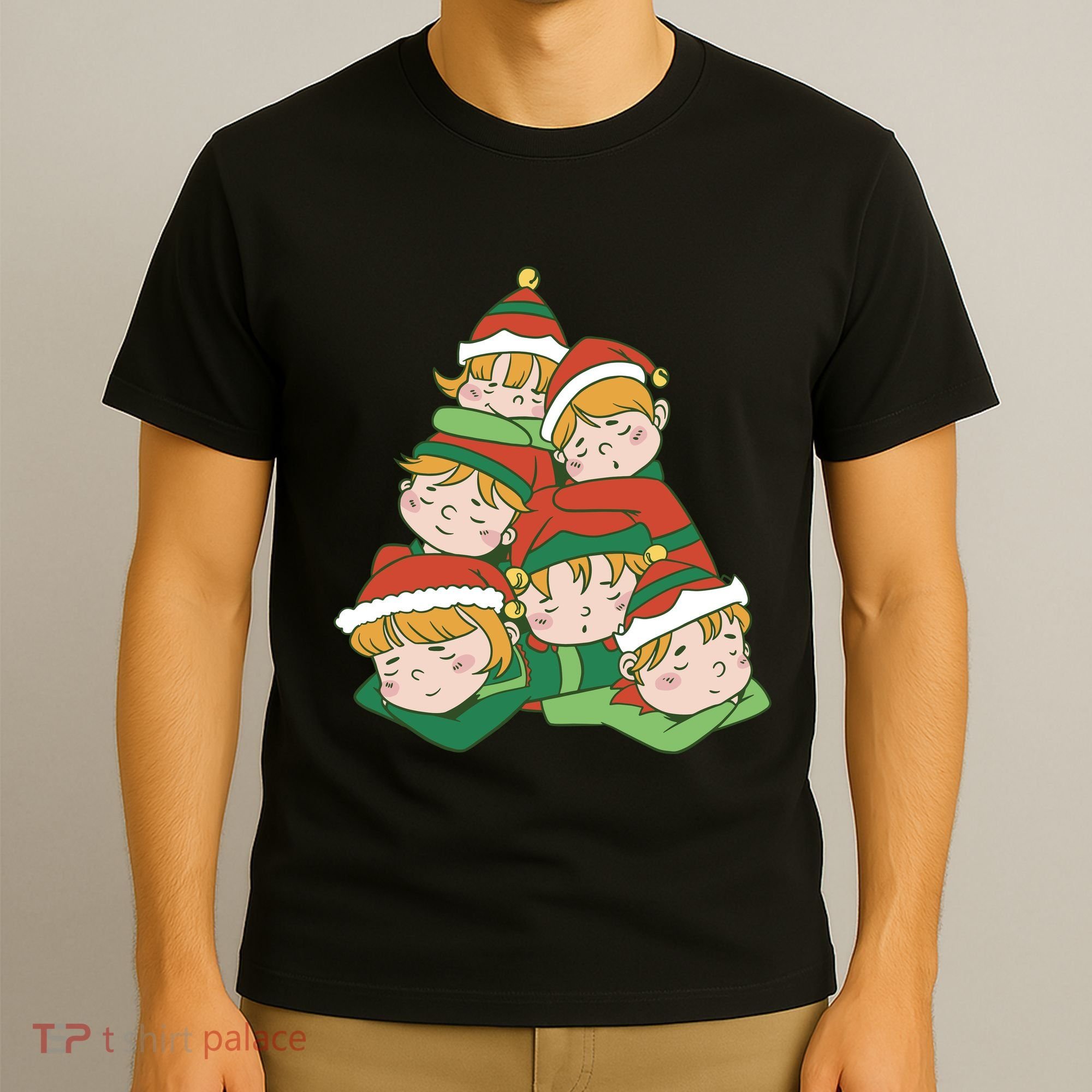 Sleepy Elves Cute Christmas Holiday T-Shirt