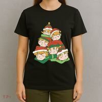 Sleepy Elves Cute Christmas Holiday T-Shirt thumb 4