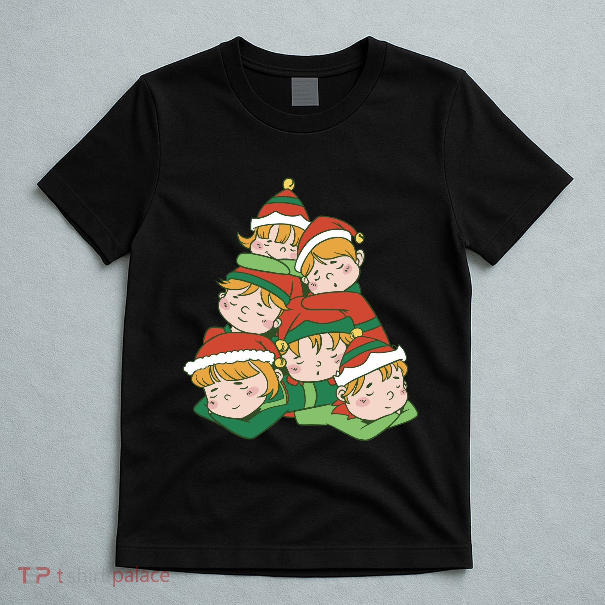 Sleepy Elves Cute Christmas Holiday T-Shirt