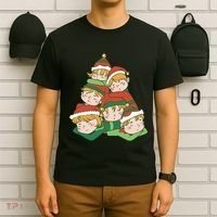 Sleepy Elves Cute Christmas Holiday T-Shirt thumb 6