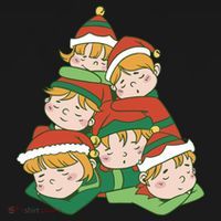 Sleepy Elves Cute Christmas Holiday T-Shirt thumb 7
