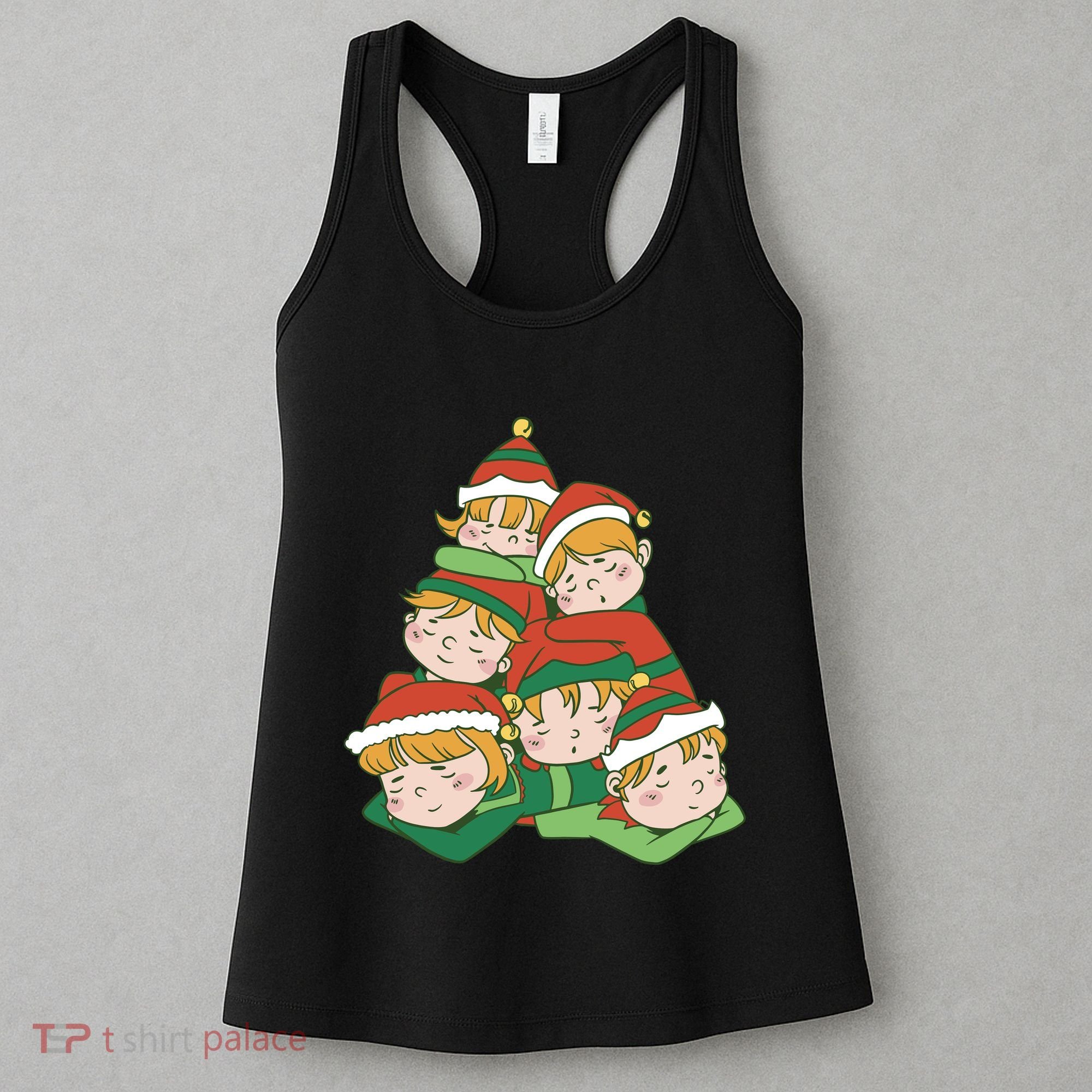 Sleepy Elves Cute Christmas Holiday Women's Tank Top