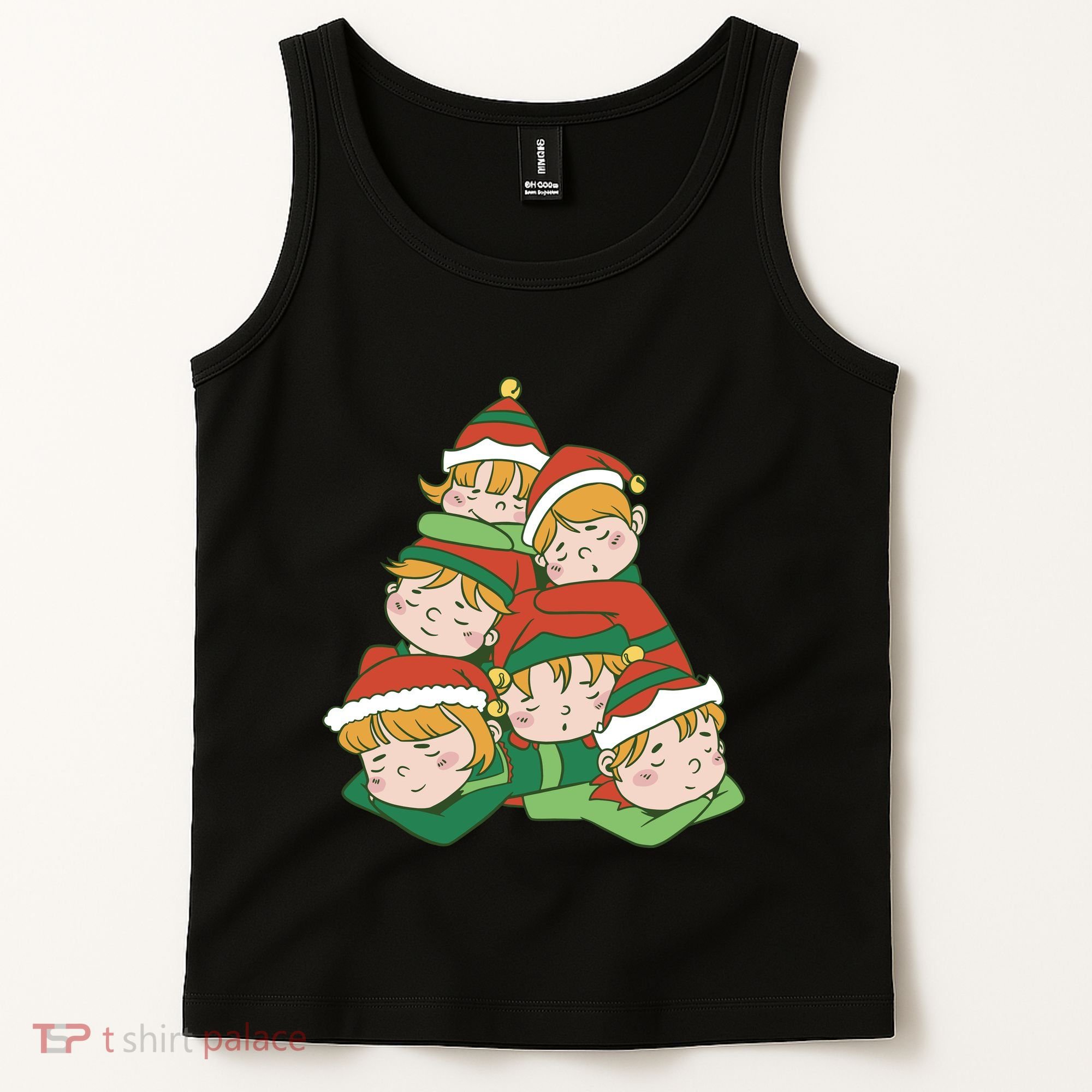 Sleepy Elves Cute Christmas Holiday Tank Top