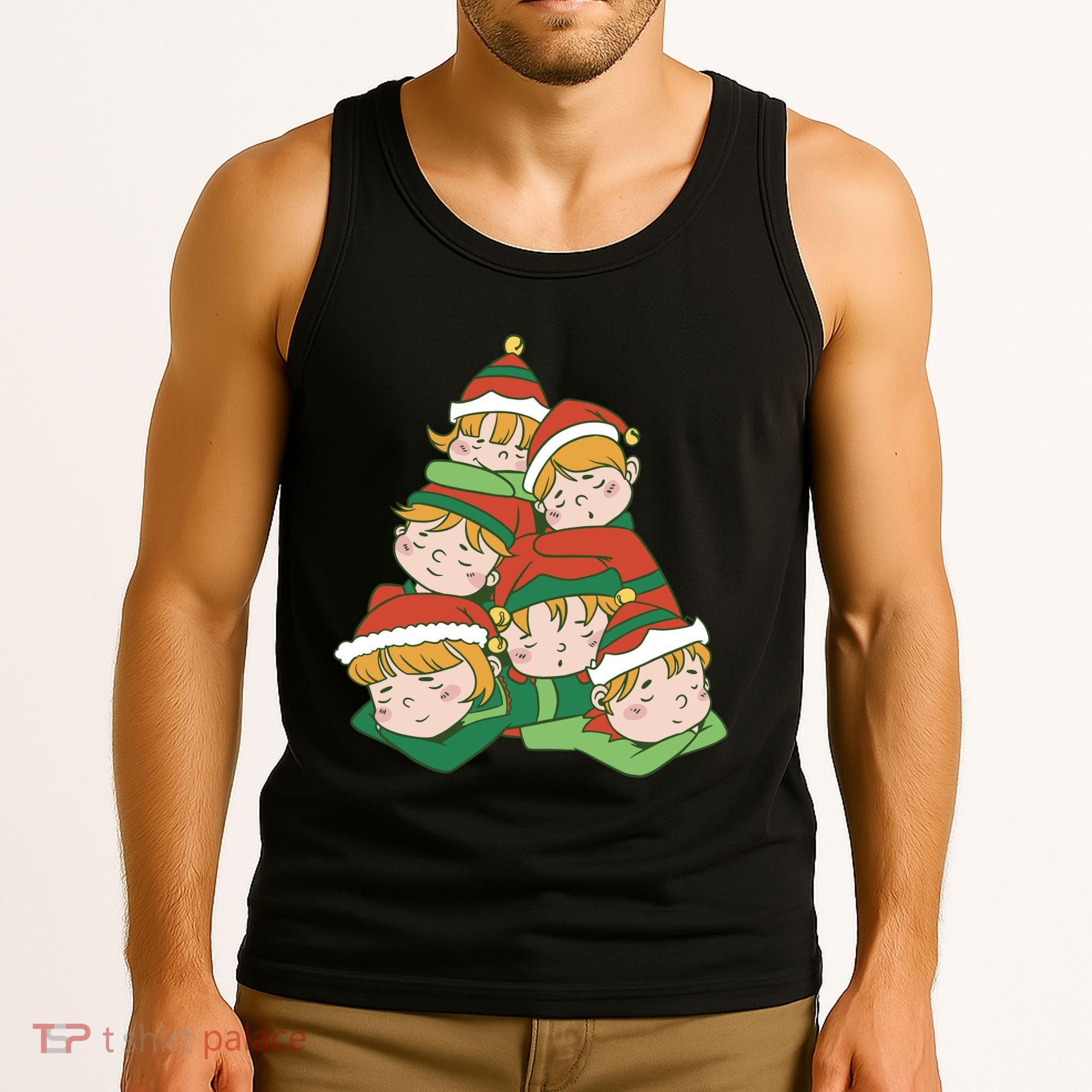 Sleepy Elves Cute Christmas Holiday Tank Top
