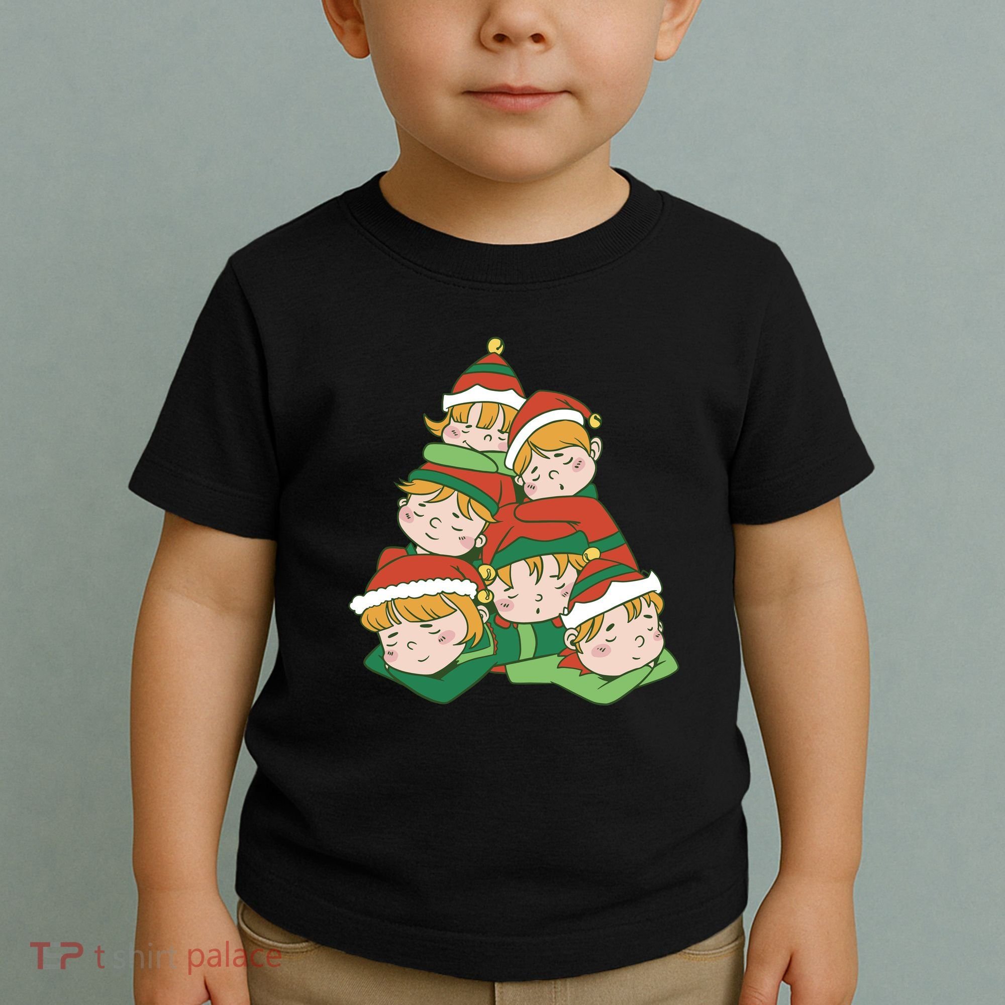 Sleepy Elves Cute Christmas Holiday Toddler T-Shirt