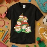 Sleepy Elves Cute Christmas Holiday Kids T-Shirt thumb 3
